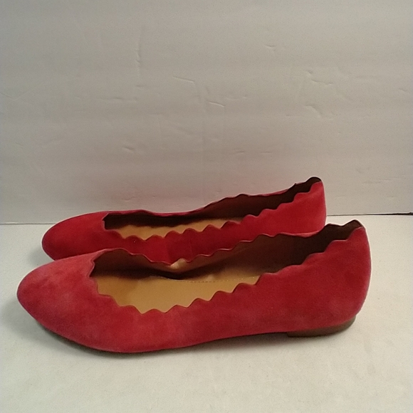 J Crew Scalloped Suede Ballet Flats Shoes Women's sz 8.5. - Picture 3 of 9